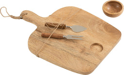 J-Line kaasplank + mes + kom - hout - naturel - large