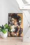J-Line Kader Vrouw Bloemen Canvas/Hout Mix