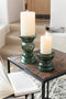 J-Line kandelaar Nice - glas - groen - small - 2 stuks