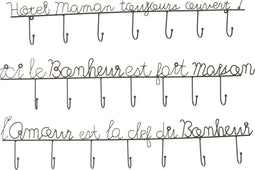 J-Line kapstok Spreuk - muurhanger - metaal - zwart - large - 3 stuks