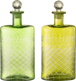 J-Line karaf Bladeren - glas - groen - extra large - 2 stuks