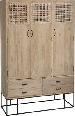 J-Line kast Geweven - 3 deuren + 4 laden - hout - naturel