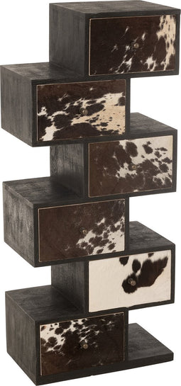 J-Line kast Koe - mango hout/bont - zwart/wit