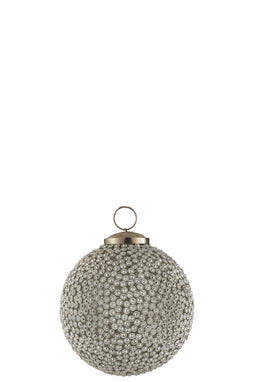 J-Line Kerstbal Diamant Glas Wit Large