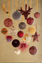 J-Line kerstbal Druppel Gedroogd Blad Oker + Glitter - glas - transparant - doos van 4