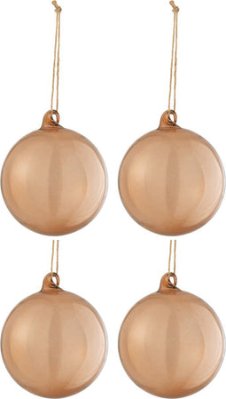 J-Line kerstbal Effen - glas - transparant/bruin - large - doos van 4