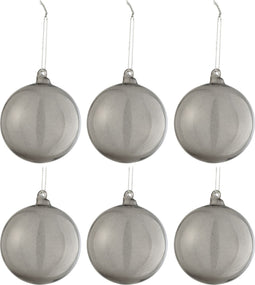 J-Line kerstbal Effen - glas - transparant/grijs - small - doos van 6