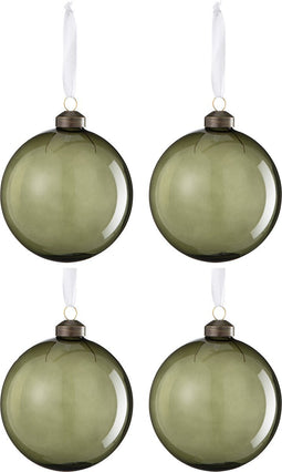 J-Line kerstbal - glas - donkergroen - doos van 4