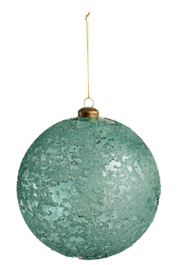 J-Line Kerstbal Glas Klaar Ant Azuur Extra Large