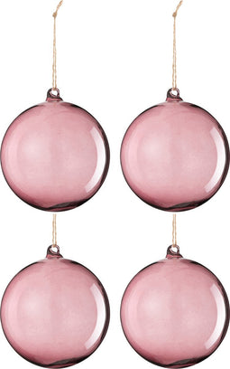 J-Line kerstbal - glas - lichtpaars - large - doos van 4