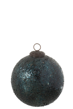 J-Line Kerstbal Glitter Glas Groen Large