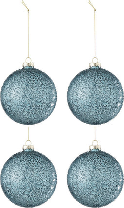 J-Line kerstbal Parels - glas - blauw - small - doos van 4