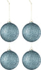 J-Line kerstbal Parels - glas - blauw - small - doos van 4