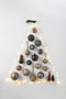 J-Line kerstbal Stippen - fluweel - groen/goud - doos van 6