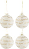 J-Line kerstbal Xmas - glas - wit/goud - doos van 4 stuks