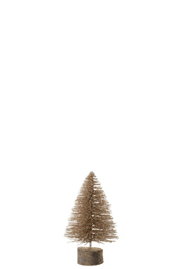 J-Line kerstboom - glitter - champagne - small - 3 stuks