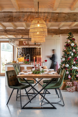 J-Line kerstboom Half Muur - kunststof - groen - LED lichtjes - 225 cm hoog