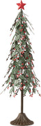J-Line kerstboom op voet met blaadjes - metaal - groen/rood - large