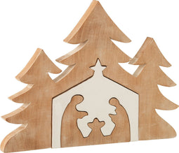 J-Line kerstdecoratie - hout - naturel/wit