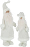 J-Line Kerstfiguren kerstman - textiel - wit - large - 66 cm - kerstversiering