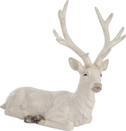 J-Line kerstfiguur Hert Liggend - polyresin - wit