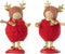 J-Line kerstfiguur Kinderen Gewei - polyresin - rood/goud - small - 2 stuks
