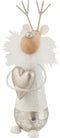 J-Line kerstfiguur Rendier Hartje - metaal/hout - wit/goud - small