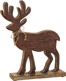 J-Line kerstfiguur Rendier - hout - bruin - medium