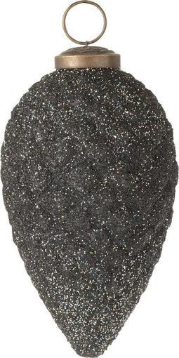 J-Line kersthanger Glitter - dennenappel - glas - paars - 4 stuks