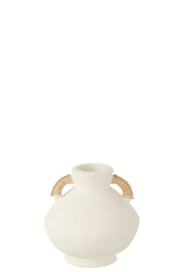 J-Line vaas Leo Terracotta - cement - wit/naturel