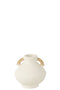 J-Line vaas Leo Terracotta - cement - wit/naturel