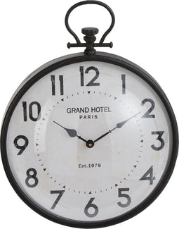 J-Line klok Bol Rond - metaal/glas - zwart - small - Ø 49 cm