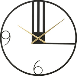 J-Line klok Lijnen - metaal - zwart - large - Ø 69 cm