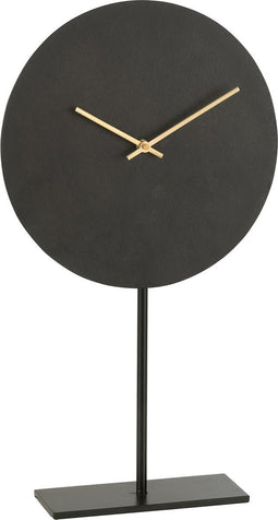 J-Line klok op voet - metaal - zwart - Ø 41 cm - woonaccessoires