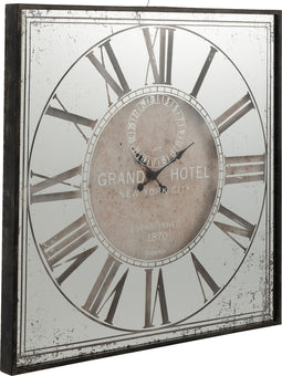 J-Line klok Vierkant Hoel Spiegel - glas - bruin/grijs - Ø 99.5 cm