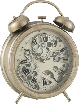 J-Line klok Wekker - metaal - zilver Ø 33 cm