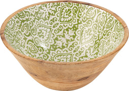 J-Line Kom Patroon Mango Hout Groen/Wit Large