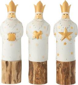 J-Line Koningen 3 Op Voet Ijzer/Hout Wit/Goud Assortiment Van 3