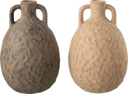 J-Line kruik - keramiek - taupe/bruin - large - 2 stuks