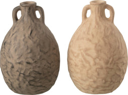 J-Line Kruik Keramiek Taupe/Bruin Medium Assortiment Van 2 - Bloemenvaas 21.00 cm hoog