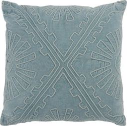 J-Line kussen Azteek Geborduurd - katoen - lichtblauw
