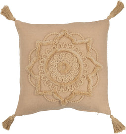 J-Line kussen Bloem Kwast - polyester - beige