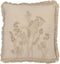 J-Line kussen Borduurwerk Bloemen + Franjes - katoen - beige