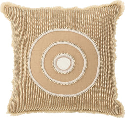 J-Line kussen Cirkel Ibiza - katoen - wit/beige