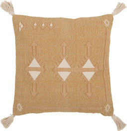 J-Line kussen Driehoeken + Kwastjes - katoen - naturel/wit