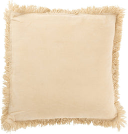 J-Line kussen Franje - katoen/fluweel - beige