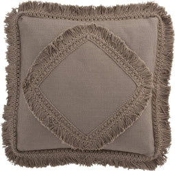 J-Line kussen Franje Vierkant - katoen - taupe