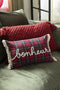 J-Line kussen Gehaakt Kwast Acryl - polyester - rood