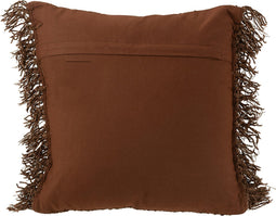 J-Line kussen Gewoven + Franjes - viscose/katoen - bruin