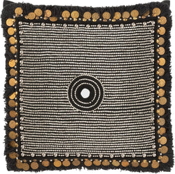 J-Line kussen Ibiza - textiel - zwart